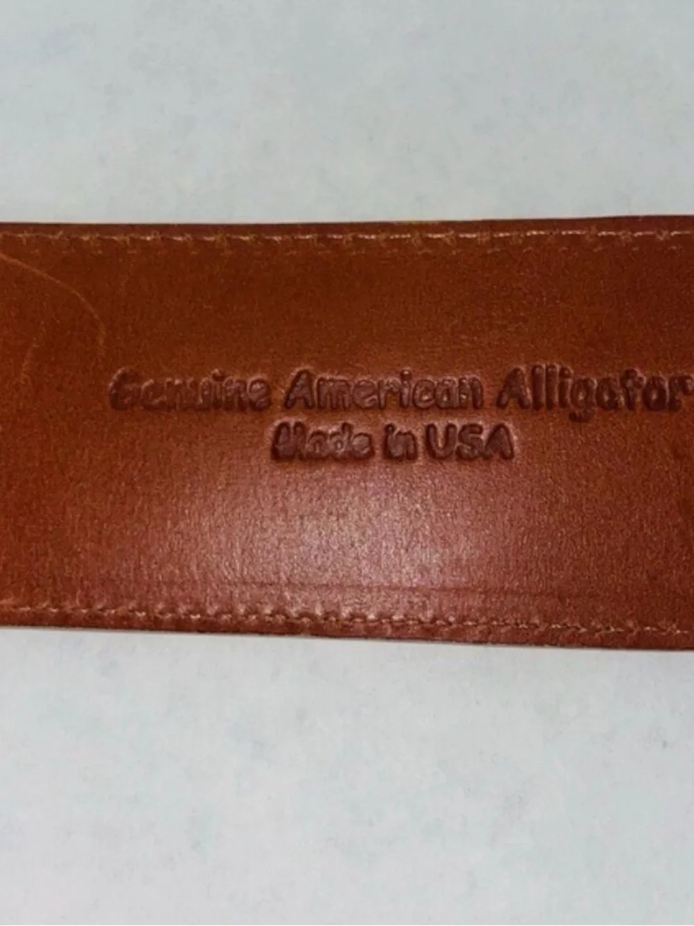 Cream Croc-Embossed Leather Belt with Covered Buckle